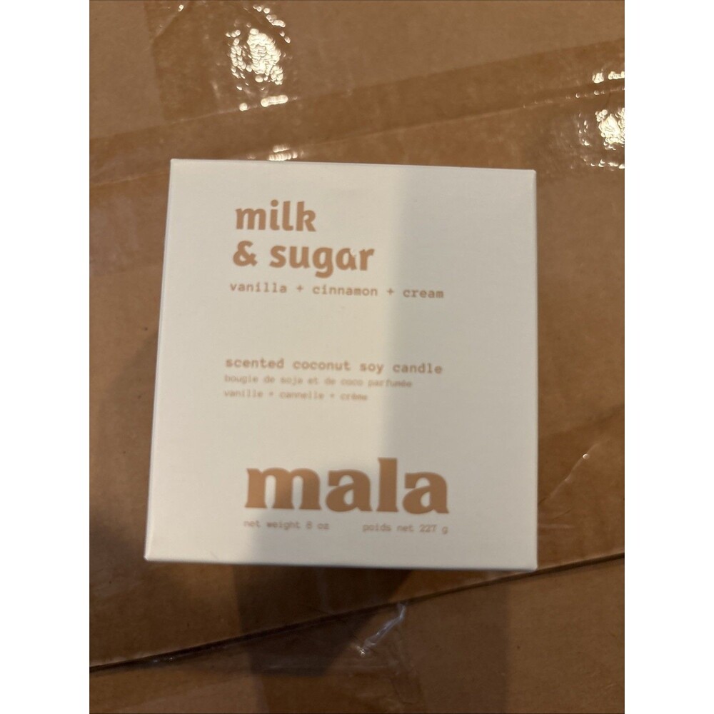 Mala Milk And Sugar Coconut And Soy Candle NIB, 8oz